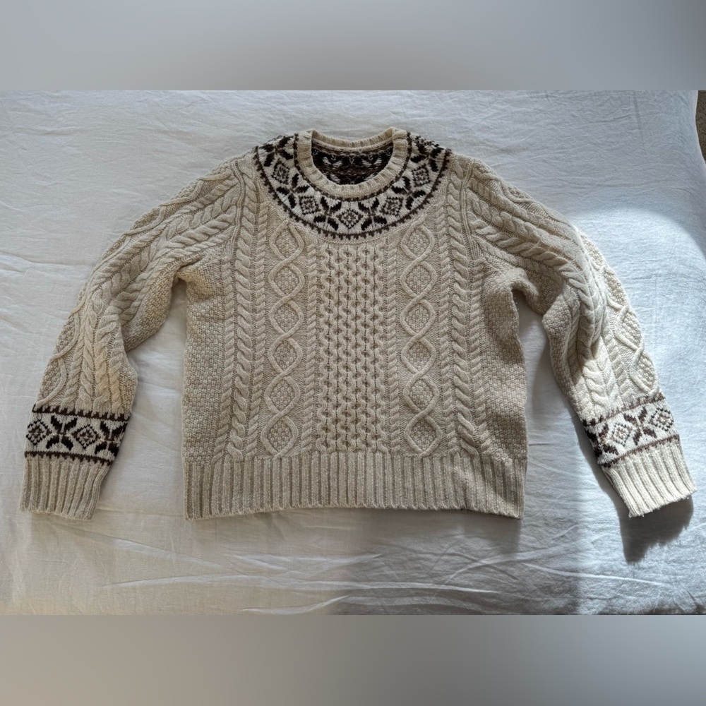 Lauren Ralph Lauren | 100% Wool Fair Isle Cable Knit Sweater – Size L